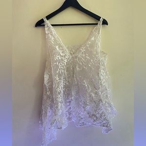 Flared lace tank handmade in Brooklyn. Size es/small
